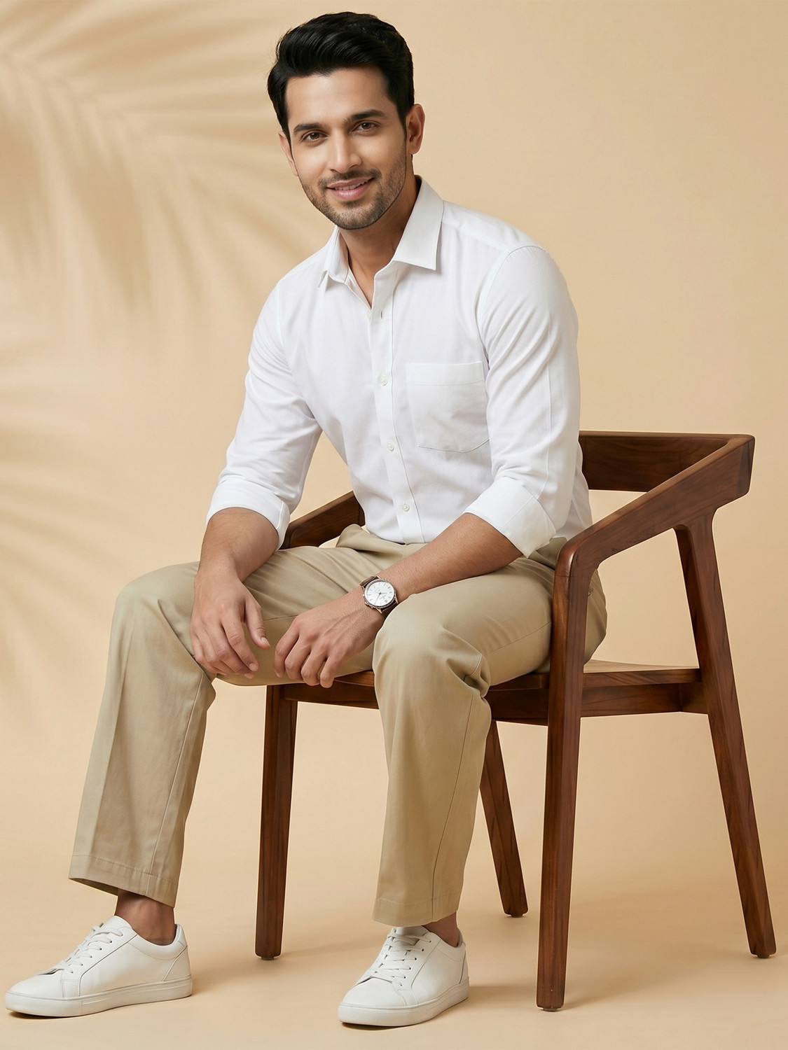 Image of METRONAUT Men Solid Formal White Shirt