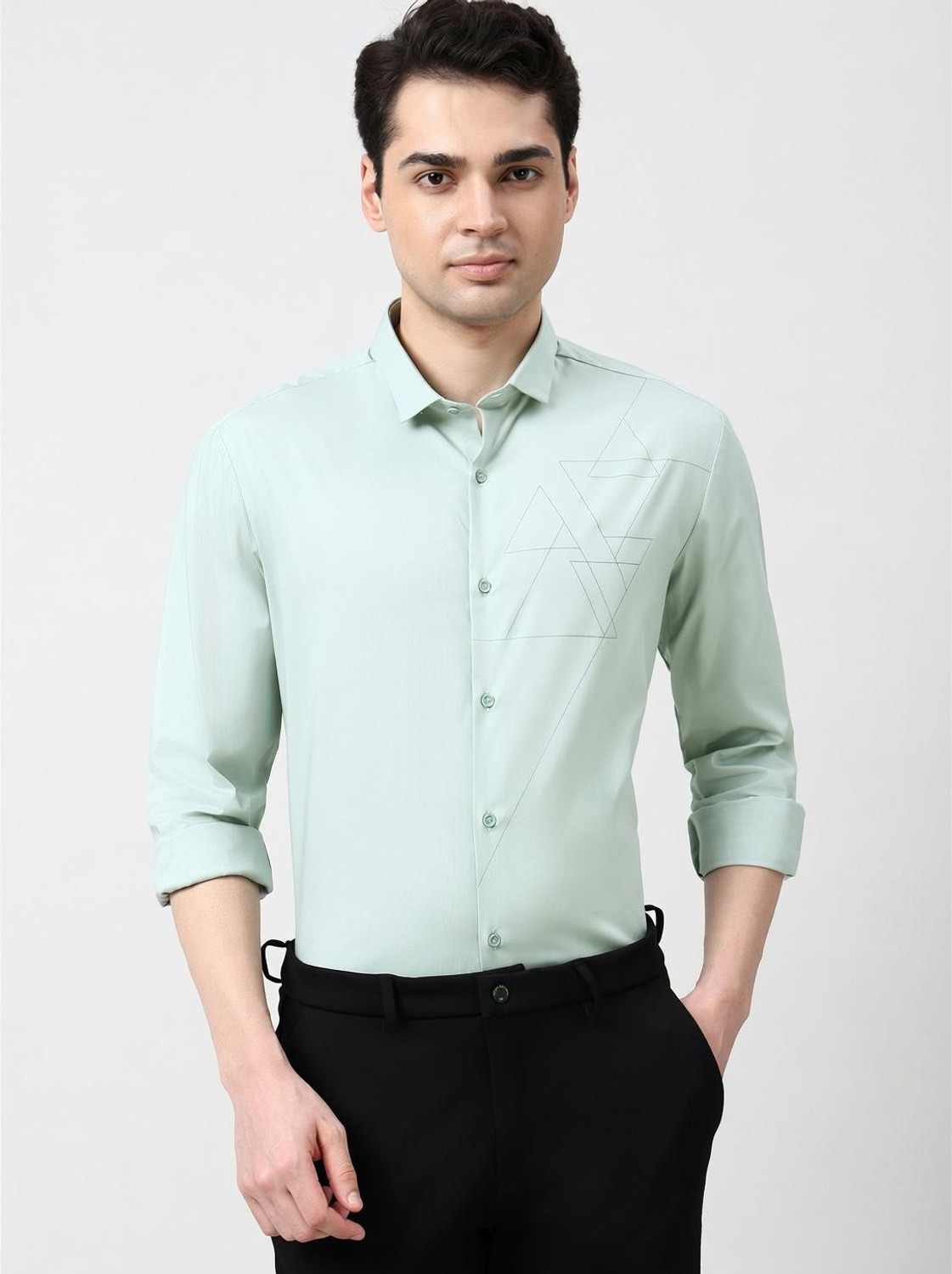 Image of PETER ENGLAND Men Slim Fit Printed Formal Shirt
