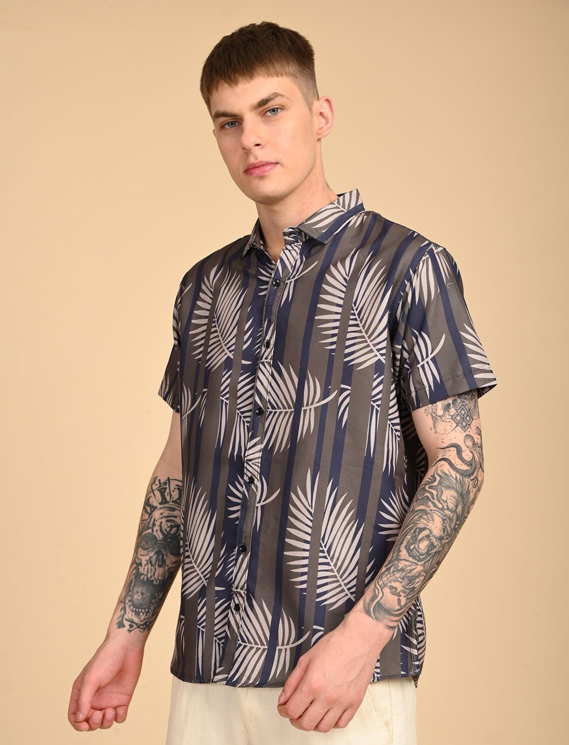 Image of TIGER SNAKE Men Printed Casual Multicolor Shirt