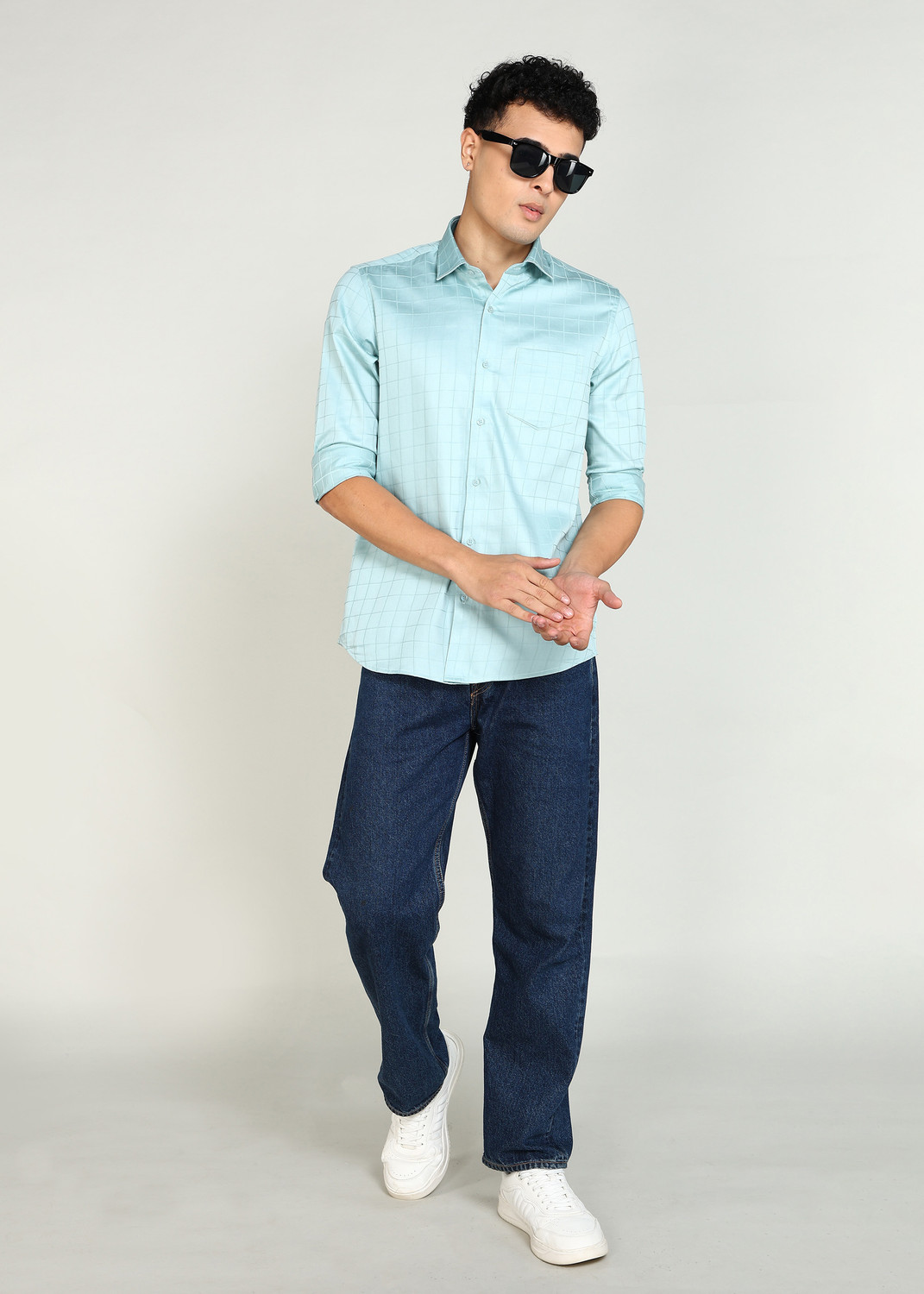 Image of INTEGRITI Men Solid Formal Light Green Shirt