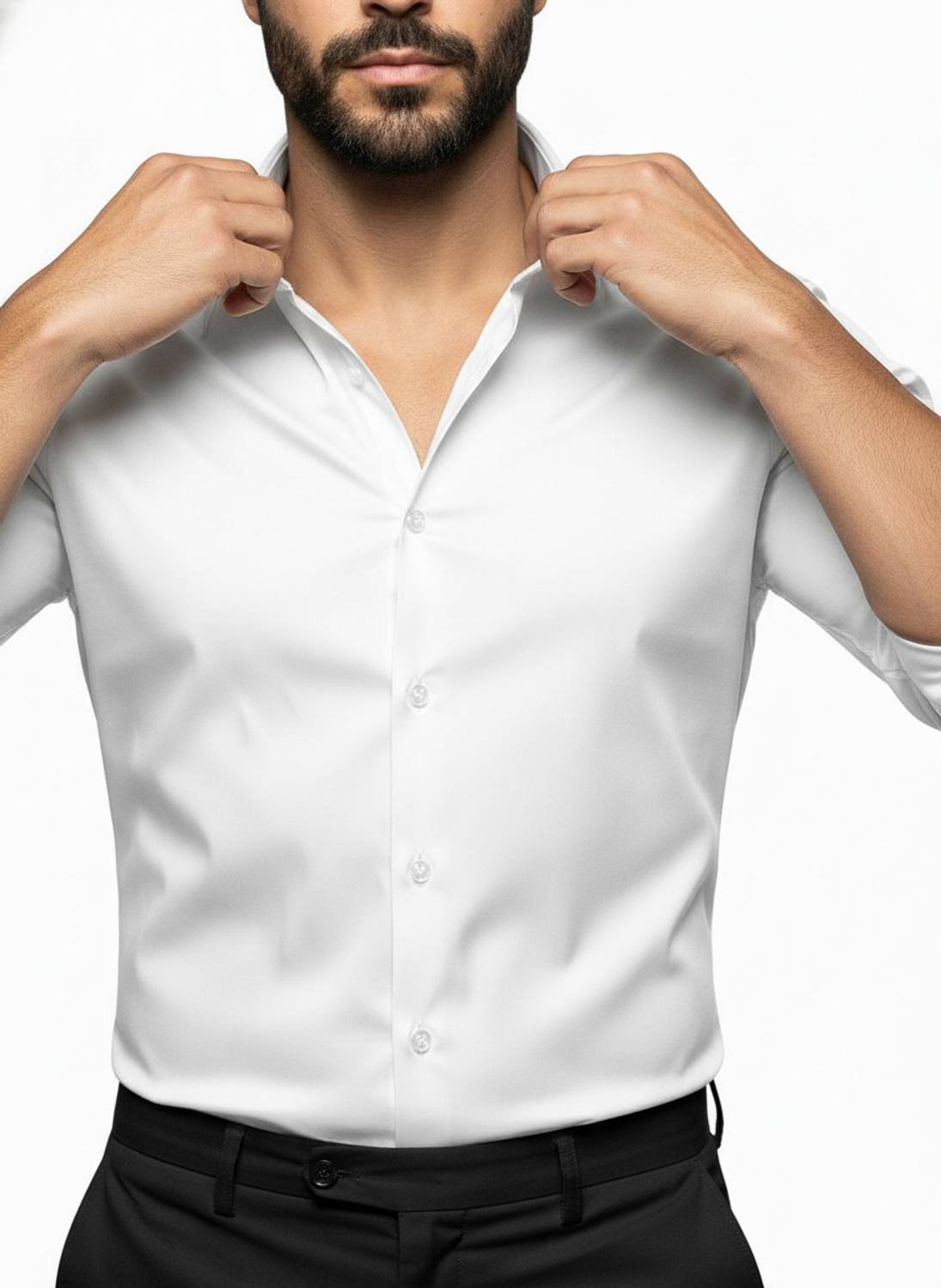 Vivatra Men Solid Casual White Shirt - Image 3