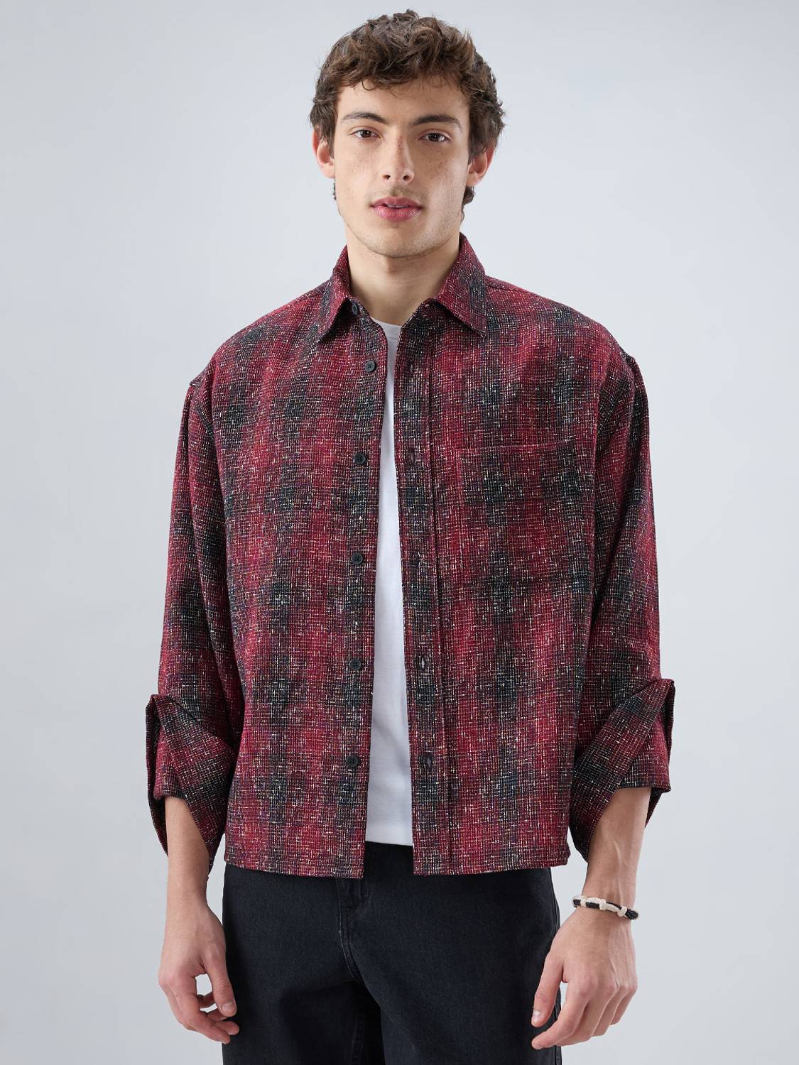 VASTRADO Men Maroon Checkered Casual Shirt - Image 1