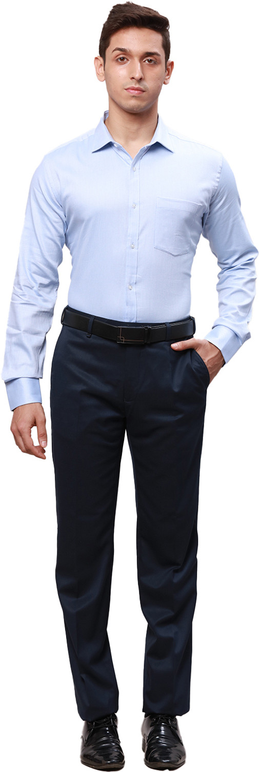 Image of PARK AVENUE Men Self Design Formal Light Blue Shirt