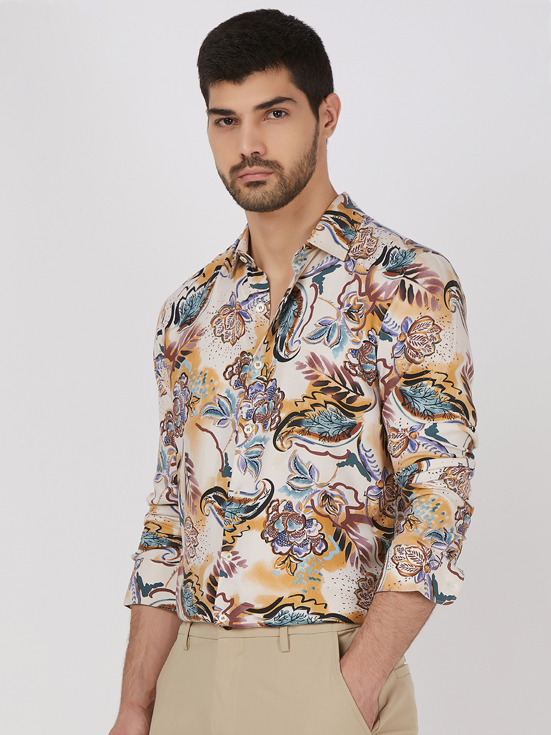 Image of MUFTI Men Printed Casual Multicolor Shirt