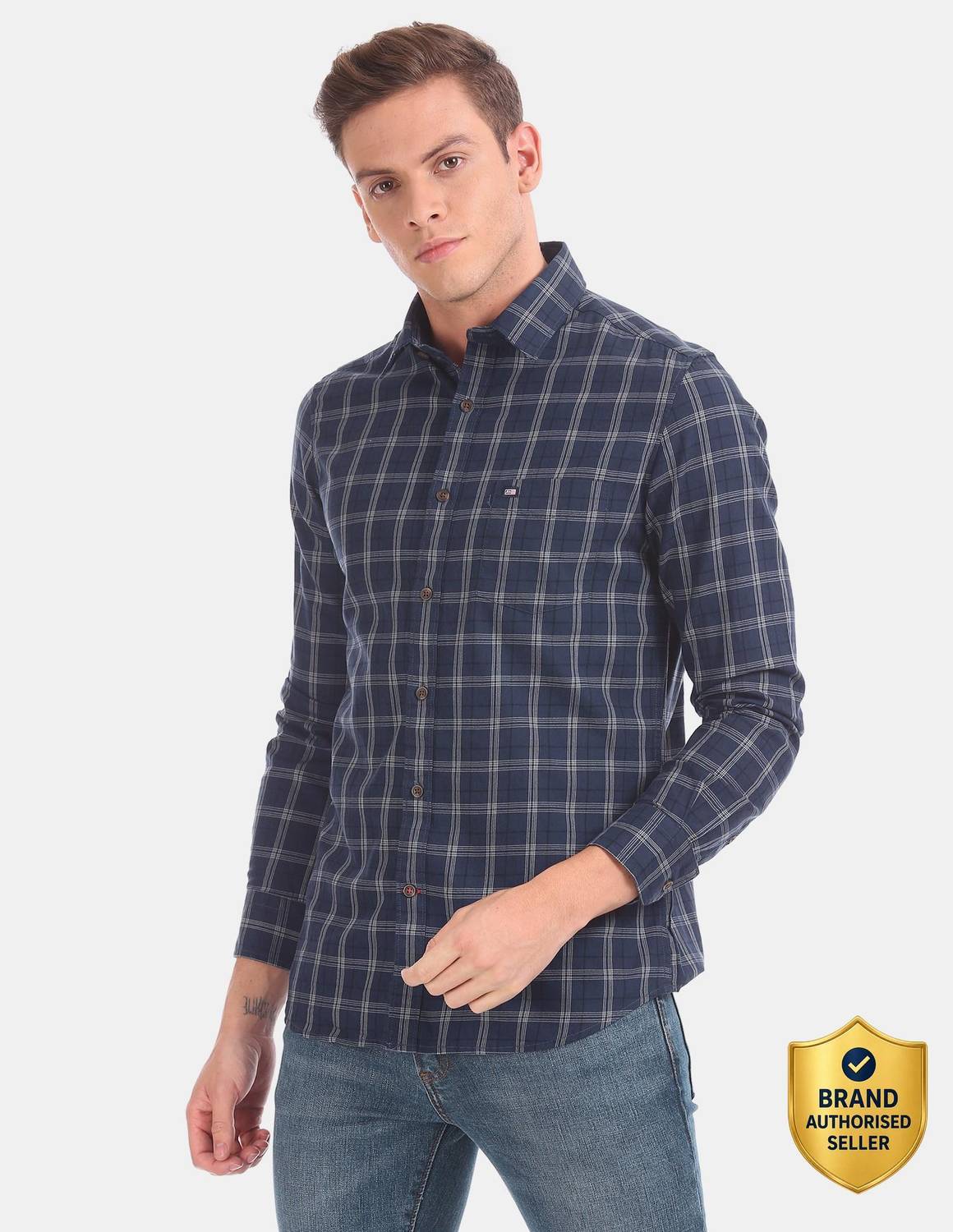 Arrow Sport Men Checkered Casual Blue Shirt