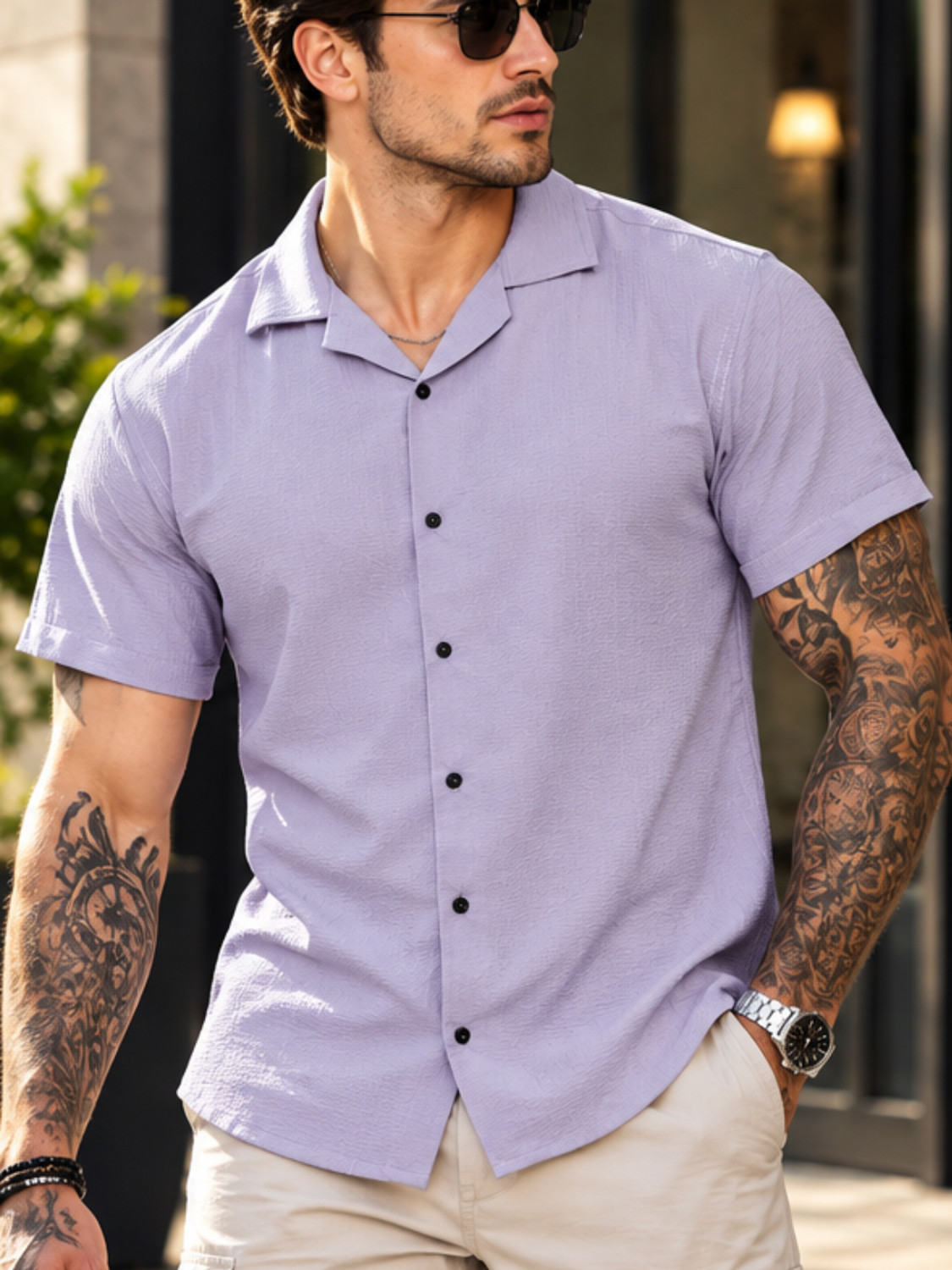 Image of METRONAUT Men Regular Fit Self Design Spread Collar Casual Shirt