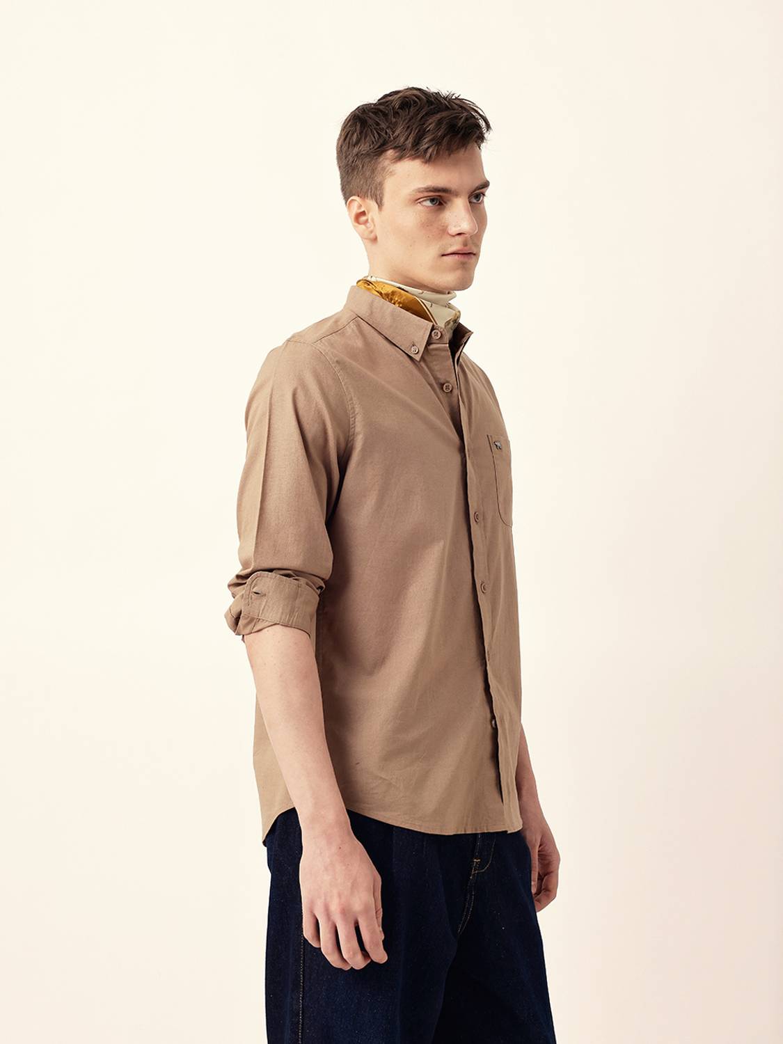 THE BEAR HOUSE Men Solid Casual Brown Shirt - Image 3