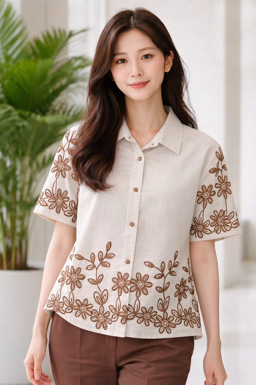 Wiora Women Printed Casual White Shirt