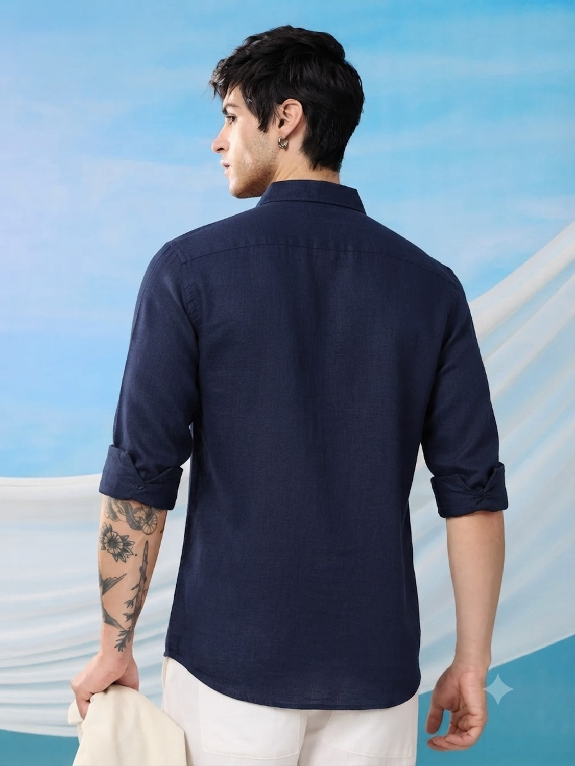 Image of Roadster Men Solid Casual Dark Blue Shirt