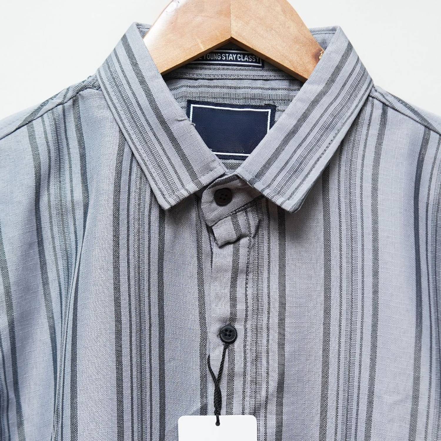 Wearich Men Grey Striped Casual Shirt - Image 3