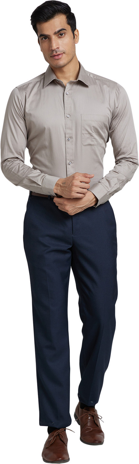 Image of Raymond Men Solid Formal Grey Shirt