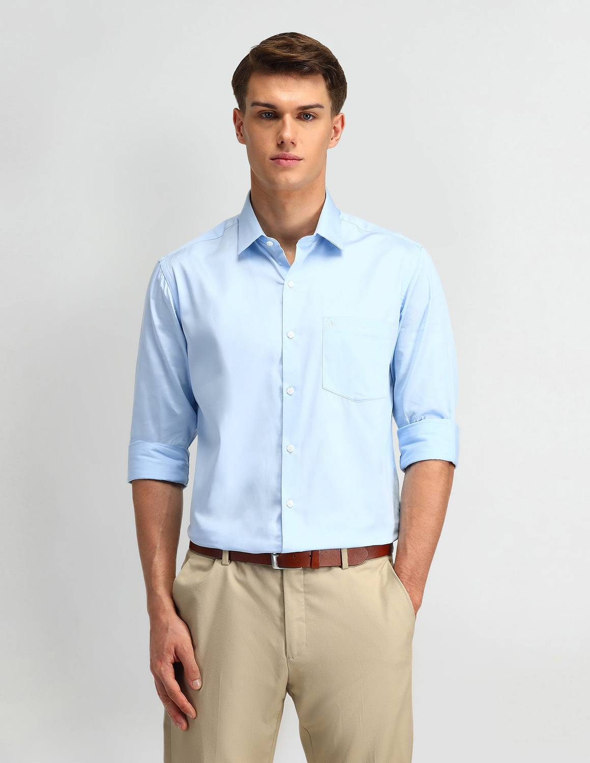ARROW Men Solid Formal Blue Shirt