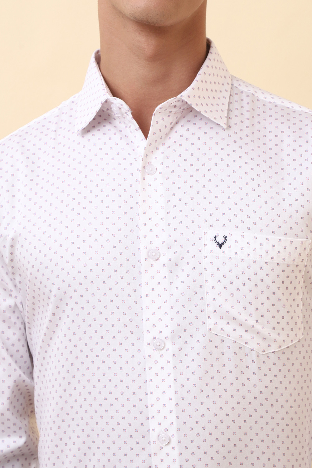 Image of Allen Solly Men Printed Casual White Shirt