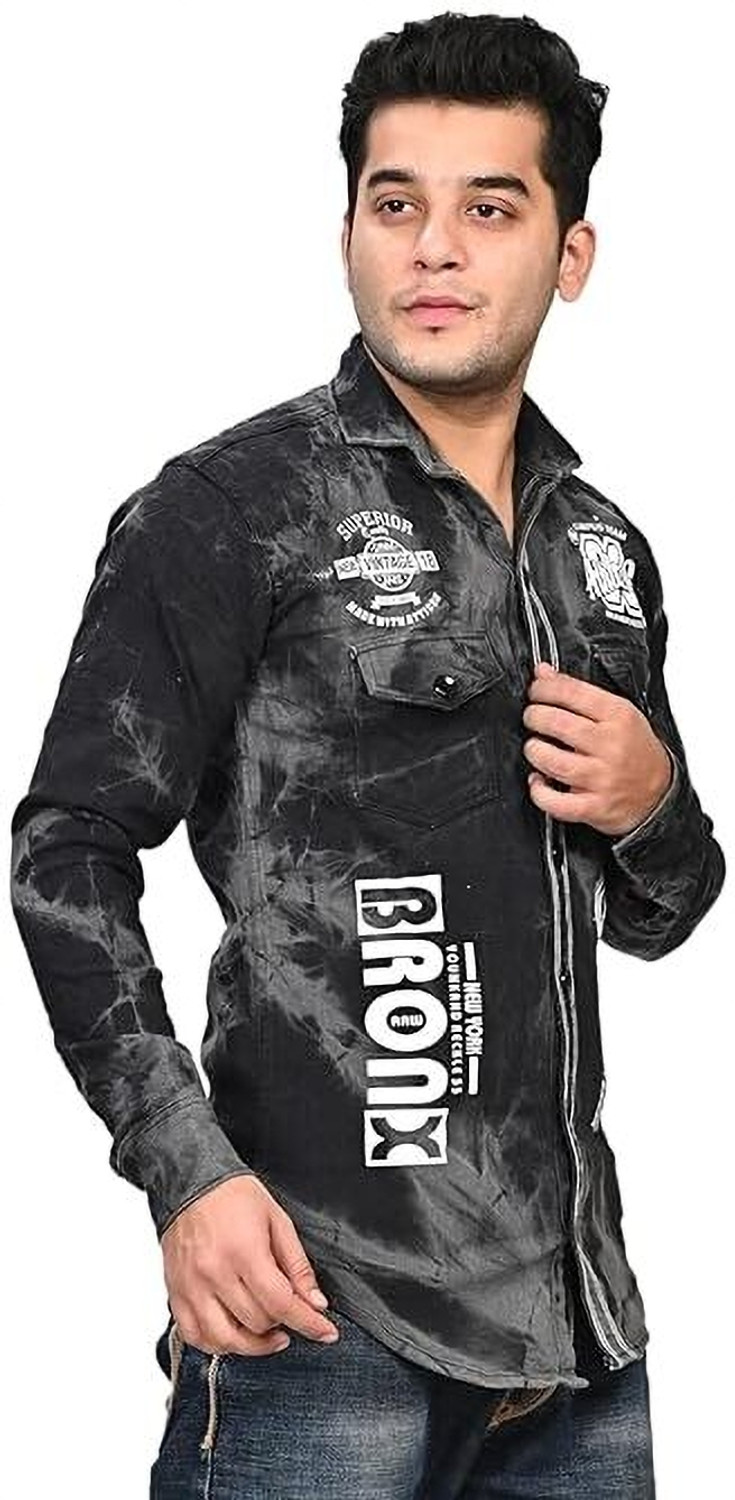 Image of Styloketh Men Printed Casual Black Shirt