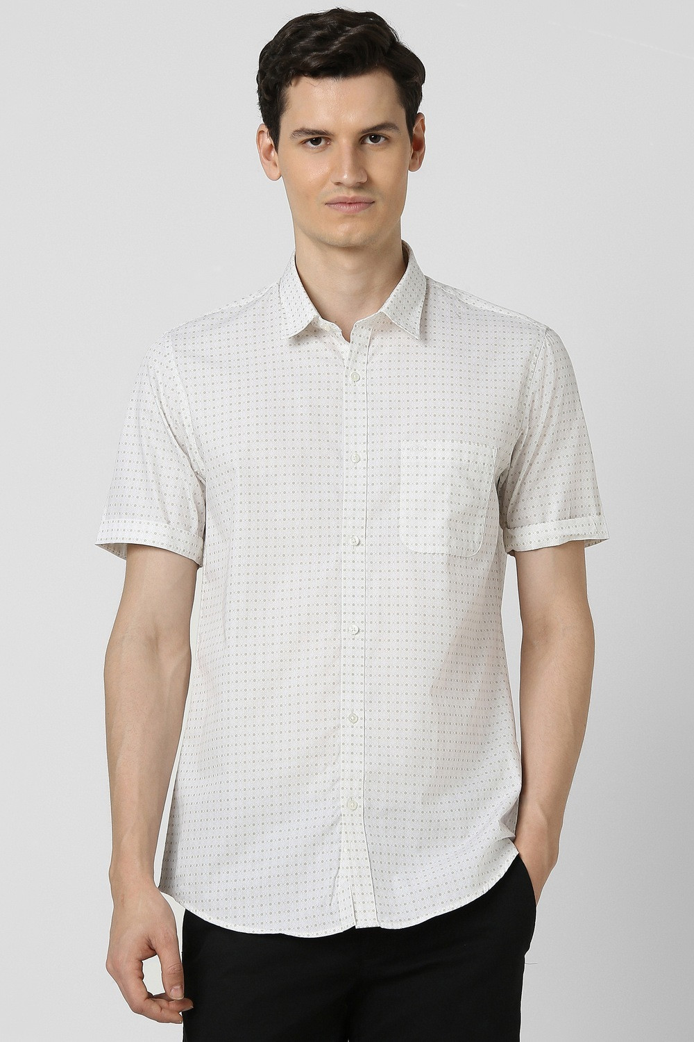 Image of PETER ENGLAND Men Printed Casual White Shirt