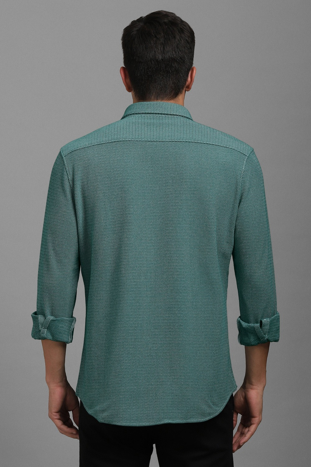 Image of Louis Philippe Sport Men Self Design Casual Green Shirt