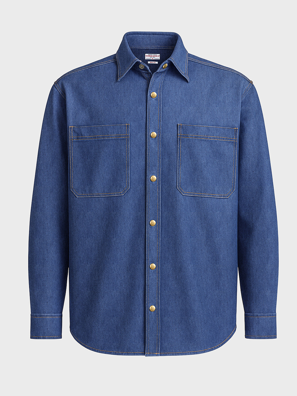 Image of The Indian Garage Co. Men Solid Casual Blue Shirt
