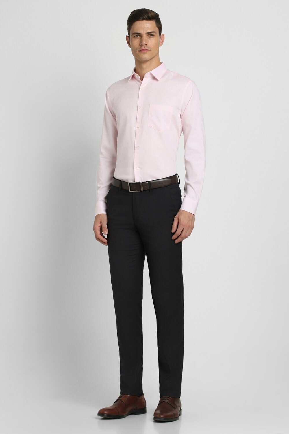 Image of PETER ENGLAND Men Self Design Formal Pink Shirt