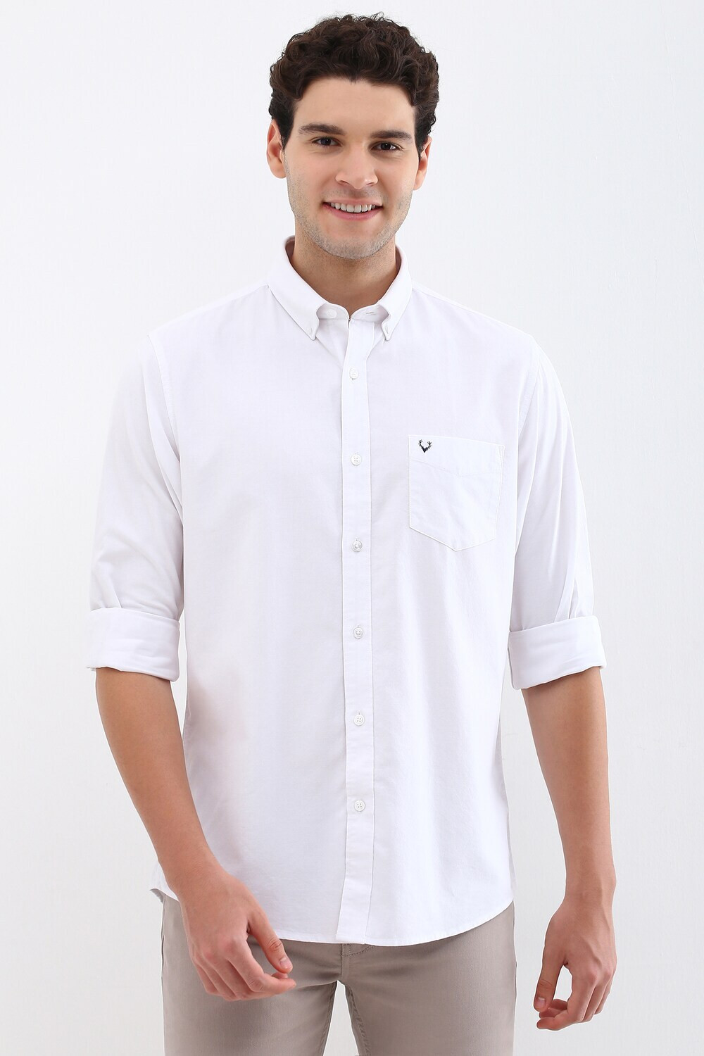 Image of Allen Solly Men Solid Casual White Shirt