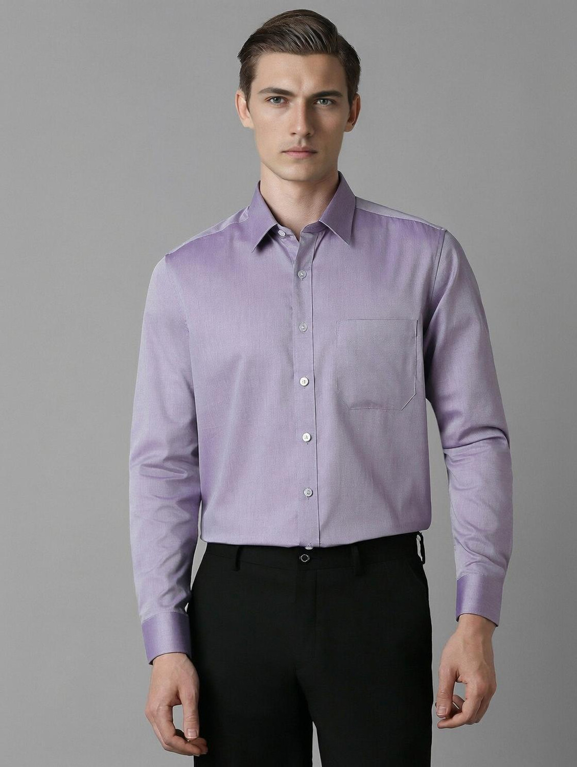 Image of LOUIS PHILIPPE Men Solid Formal Purple Shirt