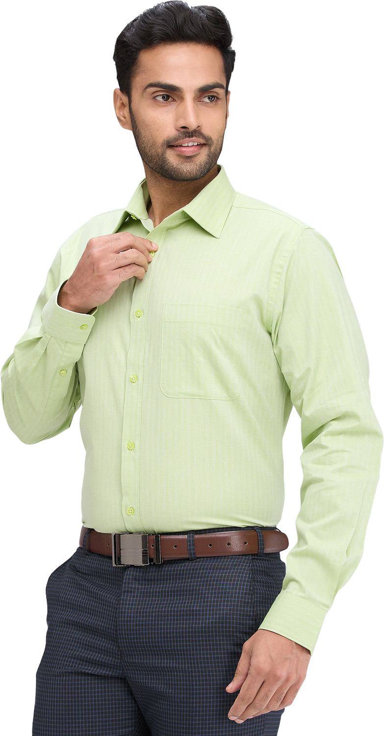Image of Raymond Men Solid Formal Green Shirt