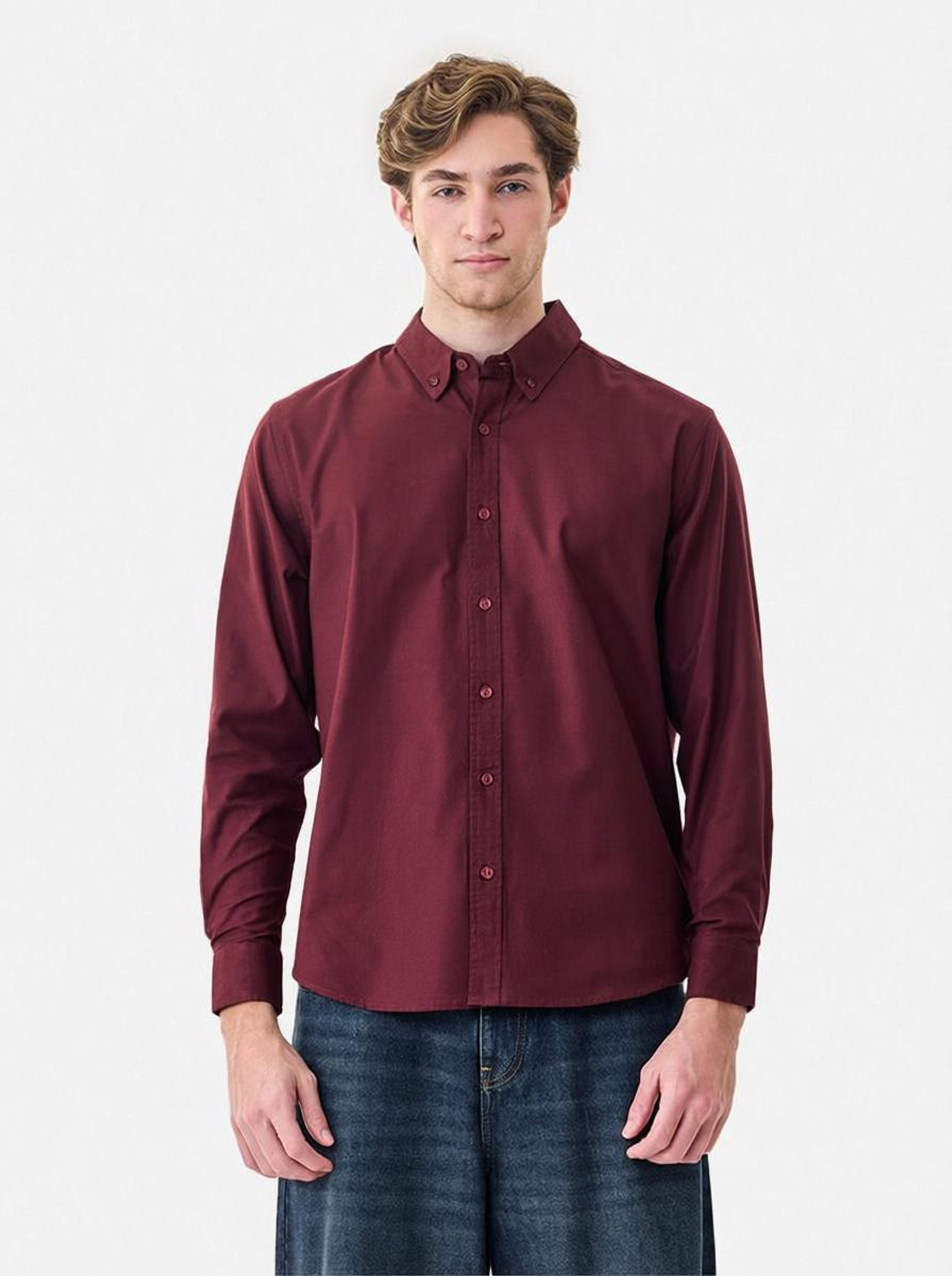 Image of Snitch Men Solid Casual Maroon Shirt