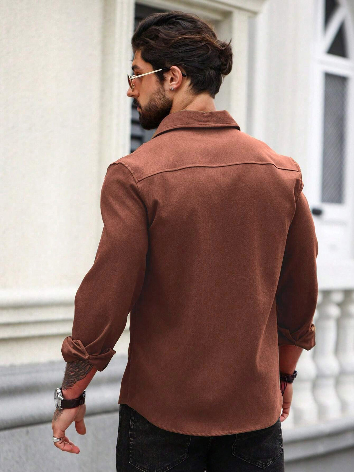 Image of R.Code by The Roadster Life Co. Men Solid Casual Brown Shirt