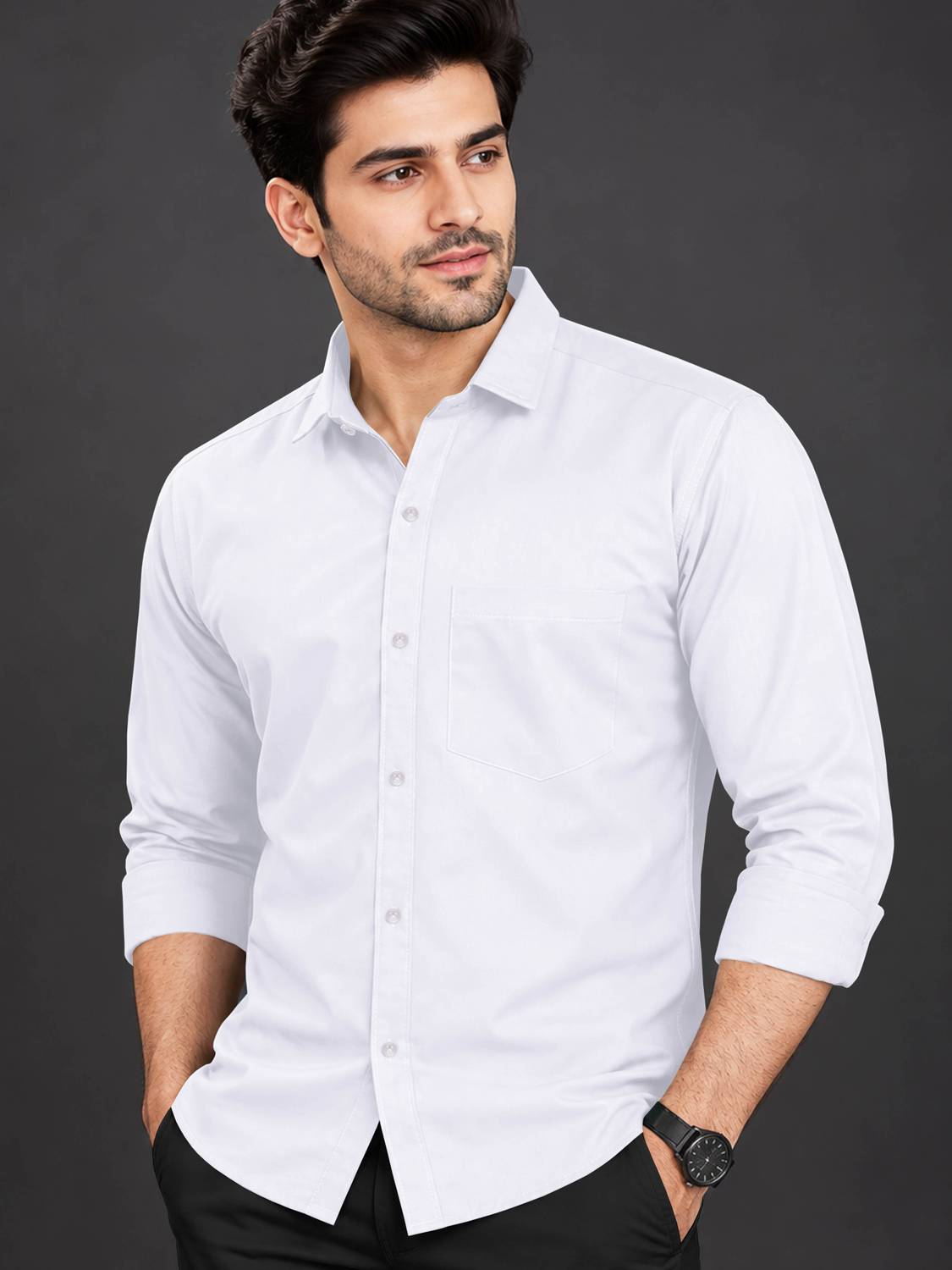 VeBNoR Men White Casual Shirt - Image 1