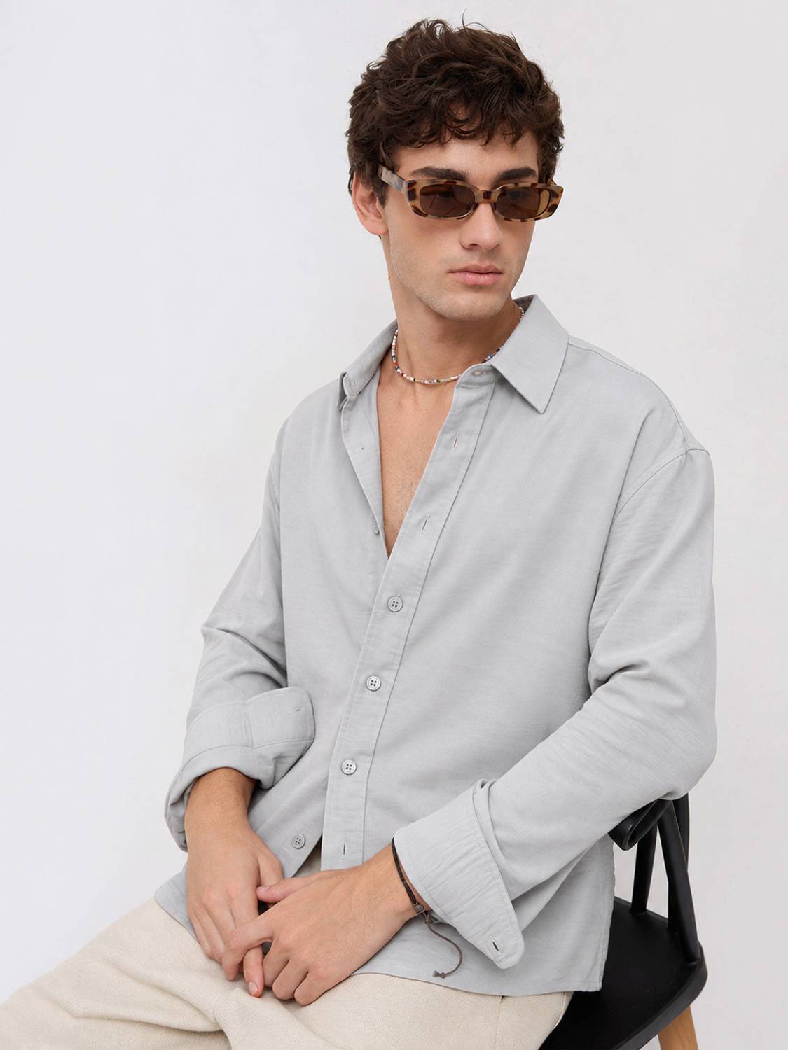 WE KAIKA Men Grey Casual Shirt - Image 2