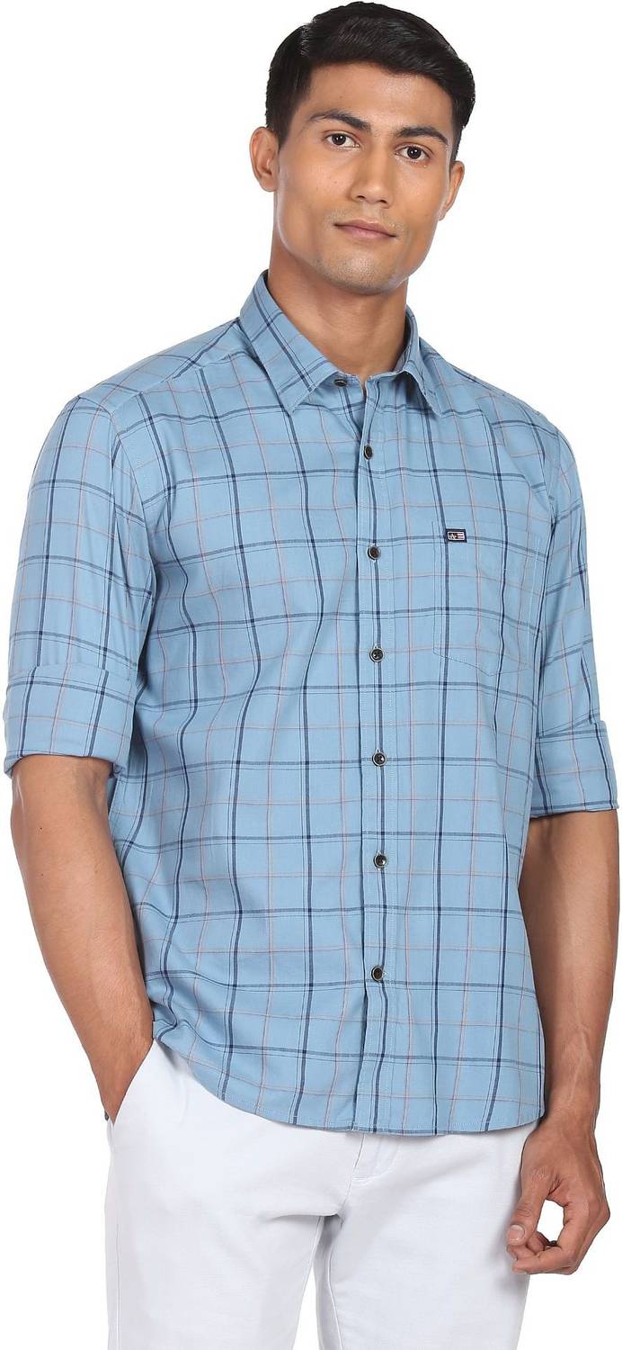 Arrow Sport Men Checkered Casual Green Shirt