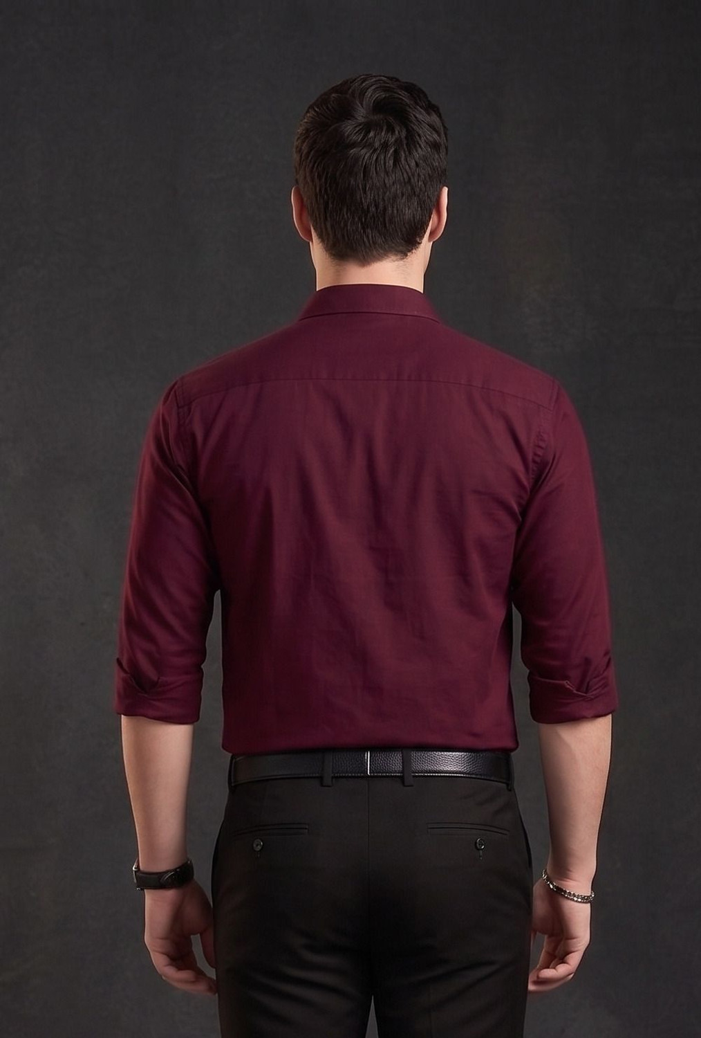 Image of STONEBERG Men Solid Formal Maroon Shirt
