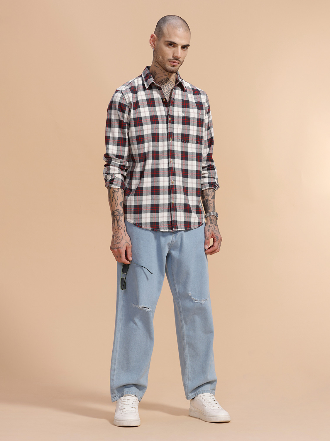 Image of WROGN Men Checkered Casual Multicolor Shirt