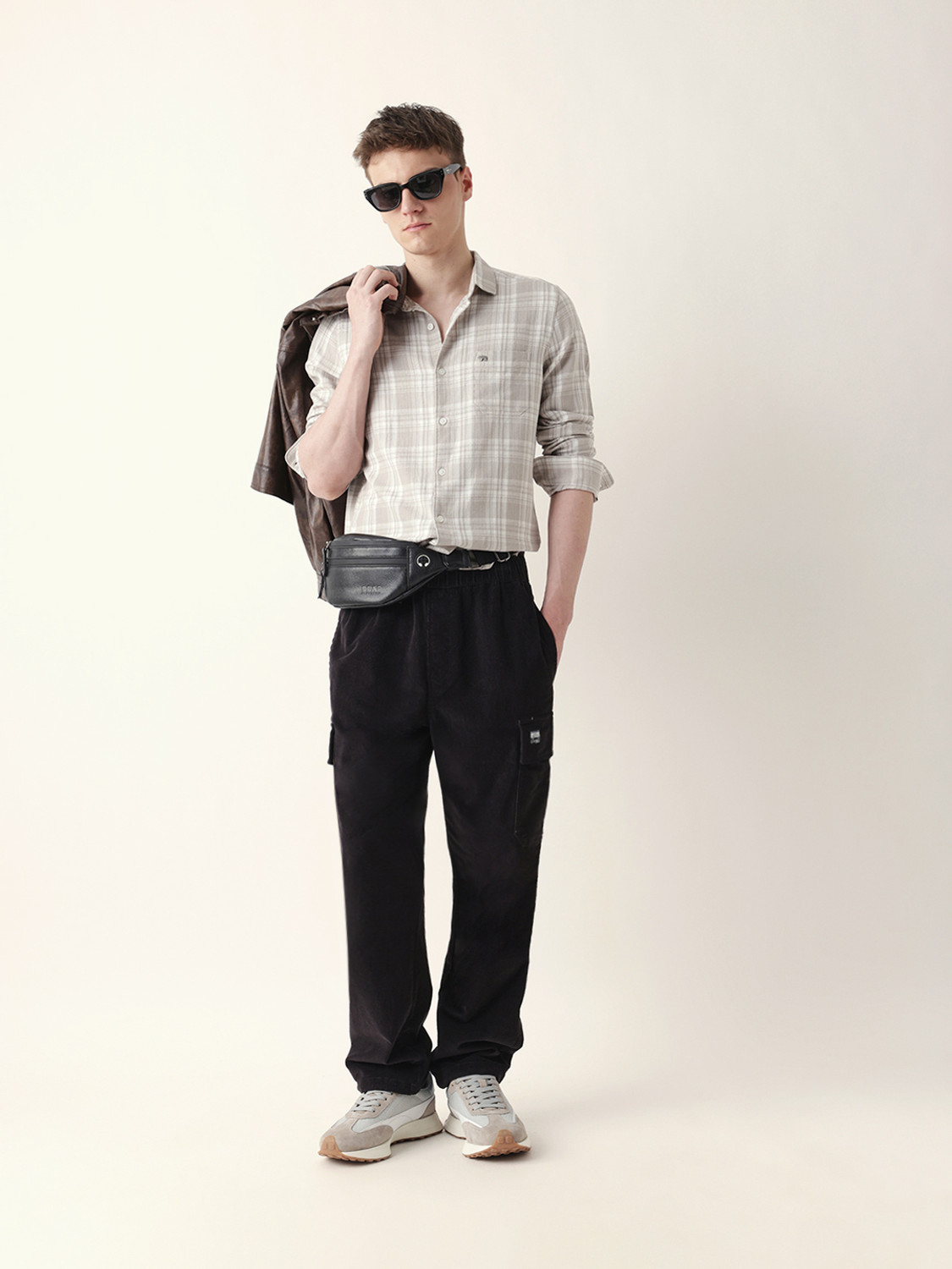Image of THE BEAR HOUSE Men Checkered Casual Beige Shirt