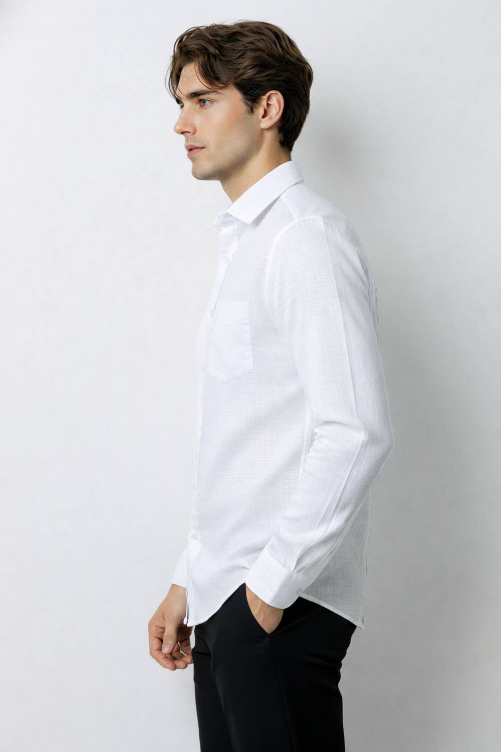 Vooz Men Solid Casual White Shirt - Image 3
