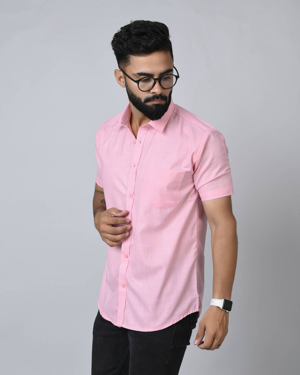 BlackLilly Men Solid Formal Pink Shirt