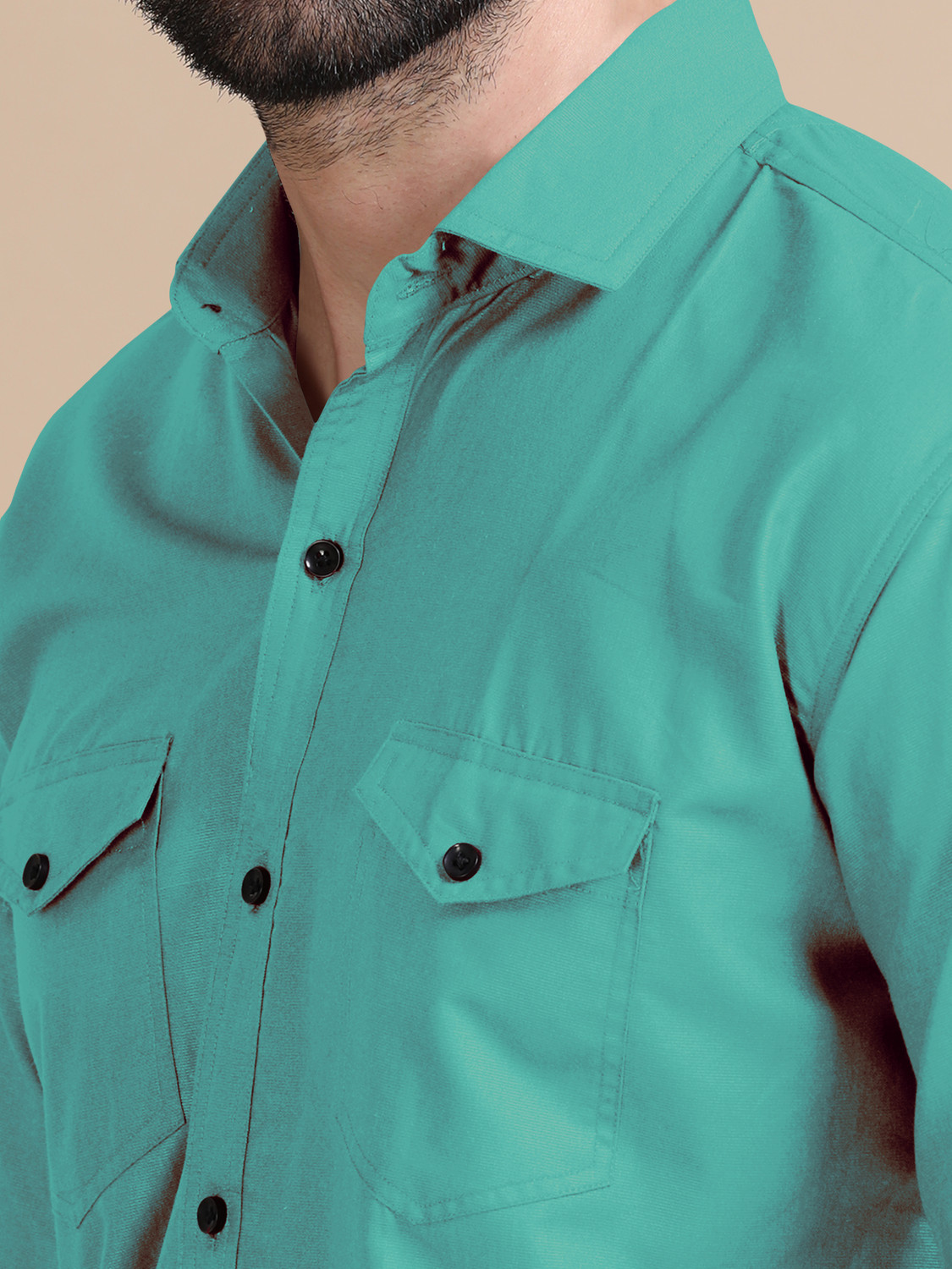Image of VTEXX Men Solid Casual Light Green Shirt