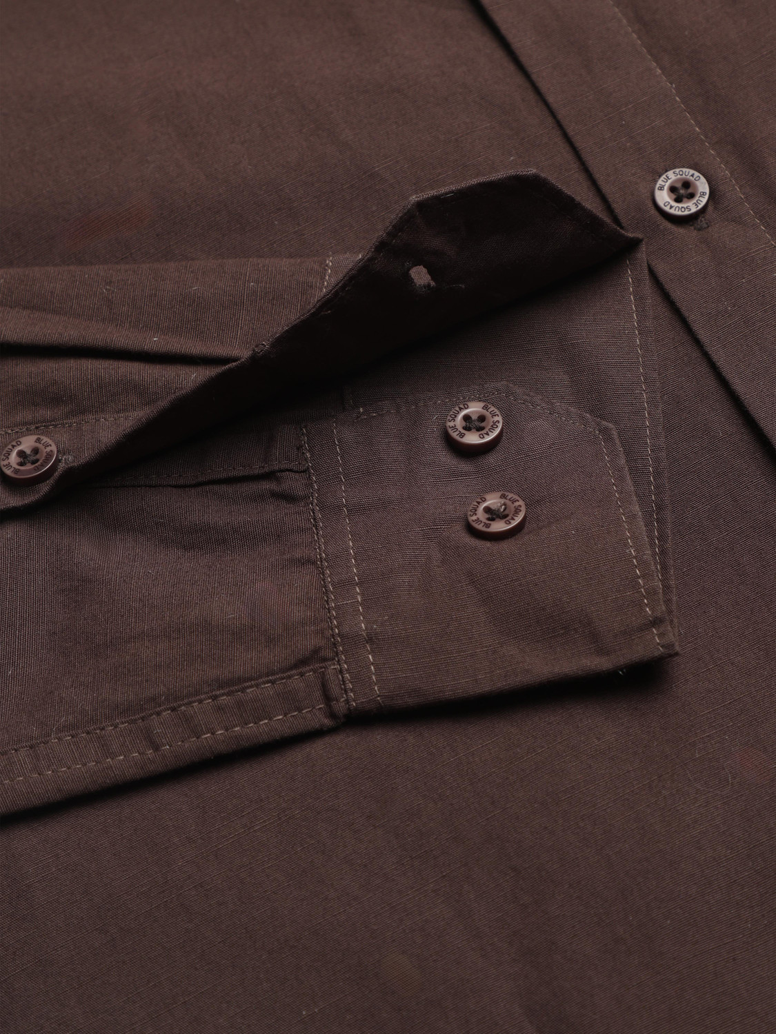 Image of BLUE SQUAD Men Solid Casual Brown Shirt