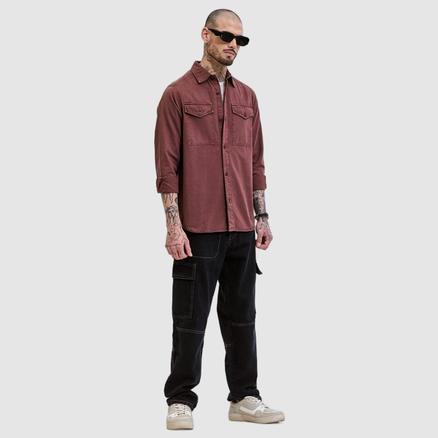 Image of Snitch Men Solid Casual Brown Shirt