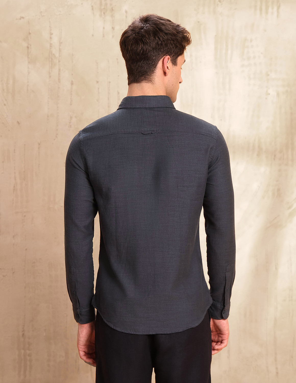 Image of U.S. Polo Assn. Denim Co. Men Self Design Casual Grey Shirt