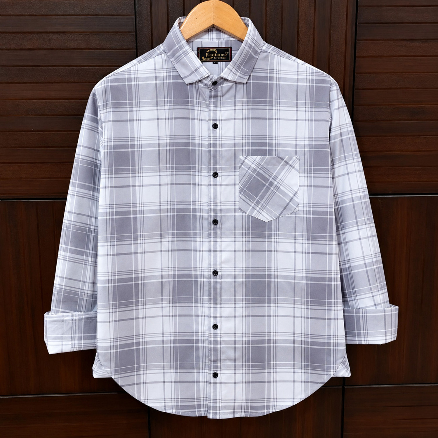 Image of Radiance Creation Men Regular Fit Checkered Spread Collar Casual Shirt