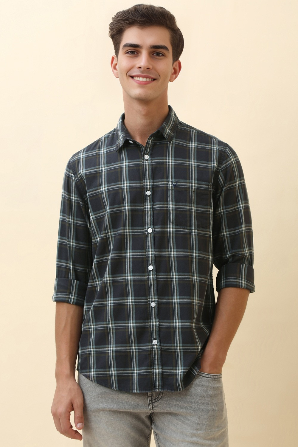 Image of Allen Solly Men Checkered Casual Multicolor Shirt