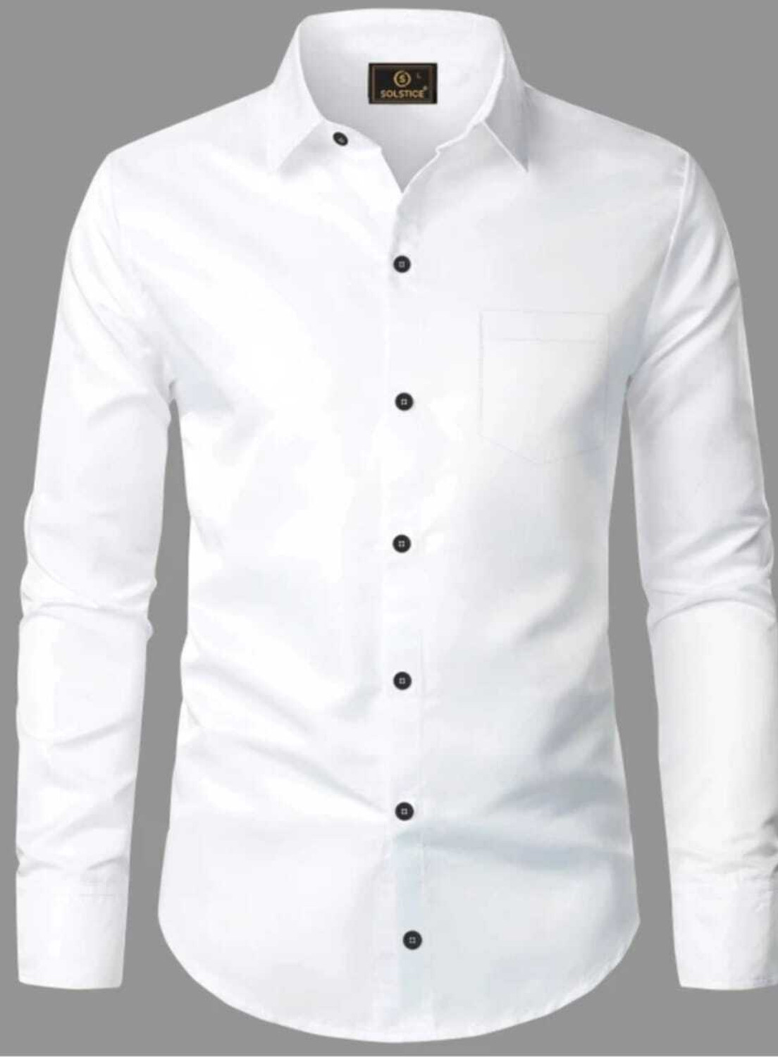 Image of CFILORUX Men Solid Casual White Shirt