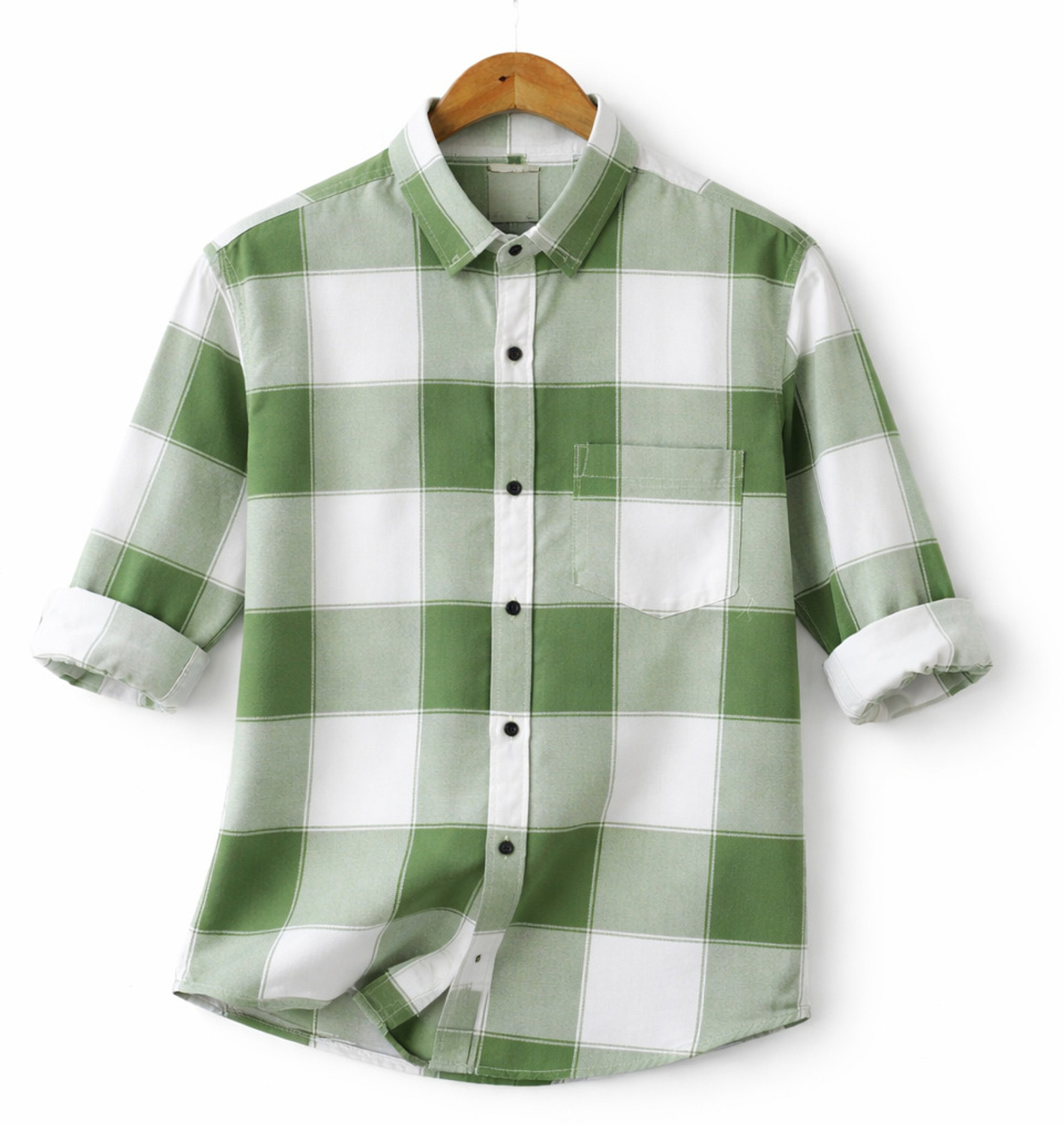 Image of FalconWear Men Checkered Casual Green, White Shirt
