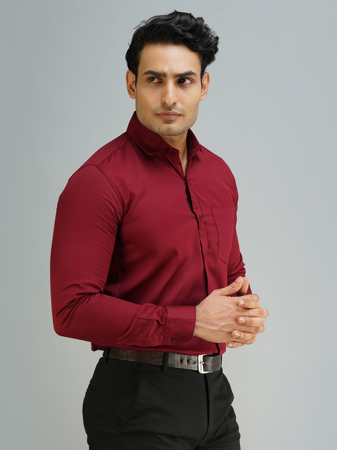 Image of youth first Men Solid Formal Black, White, Light Blue Shirt