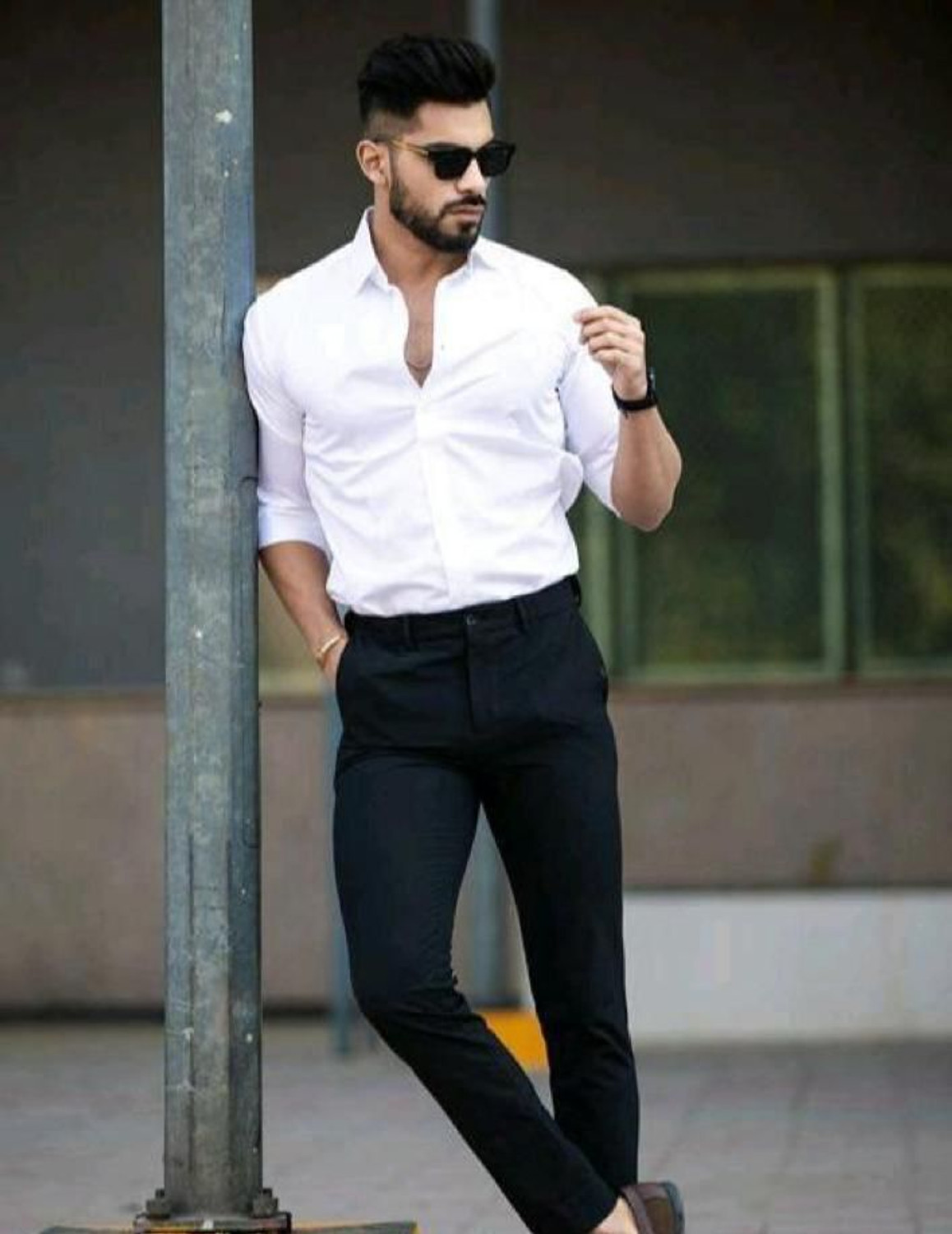 Image of DEARISE Men Solid Casual White Shirt