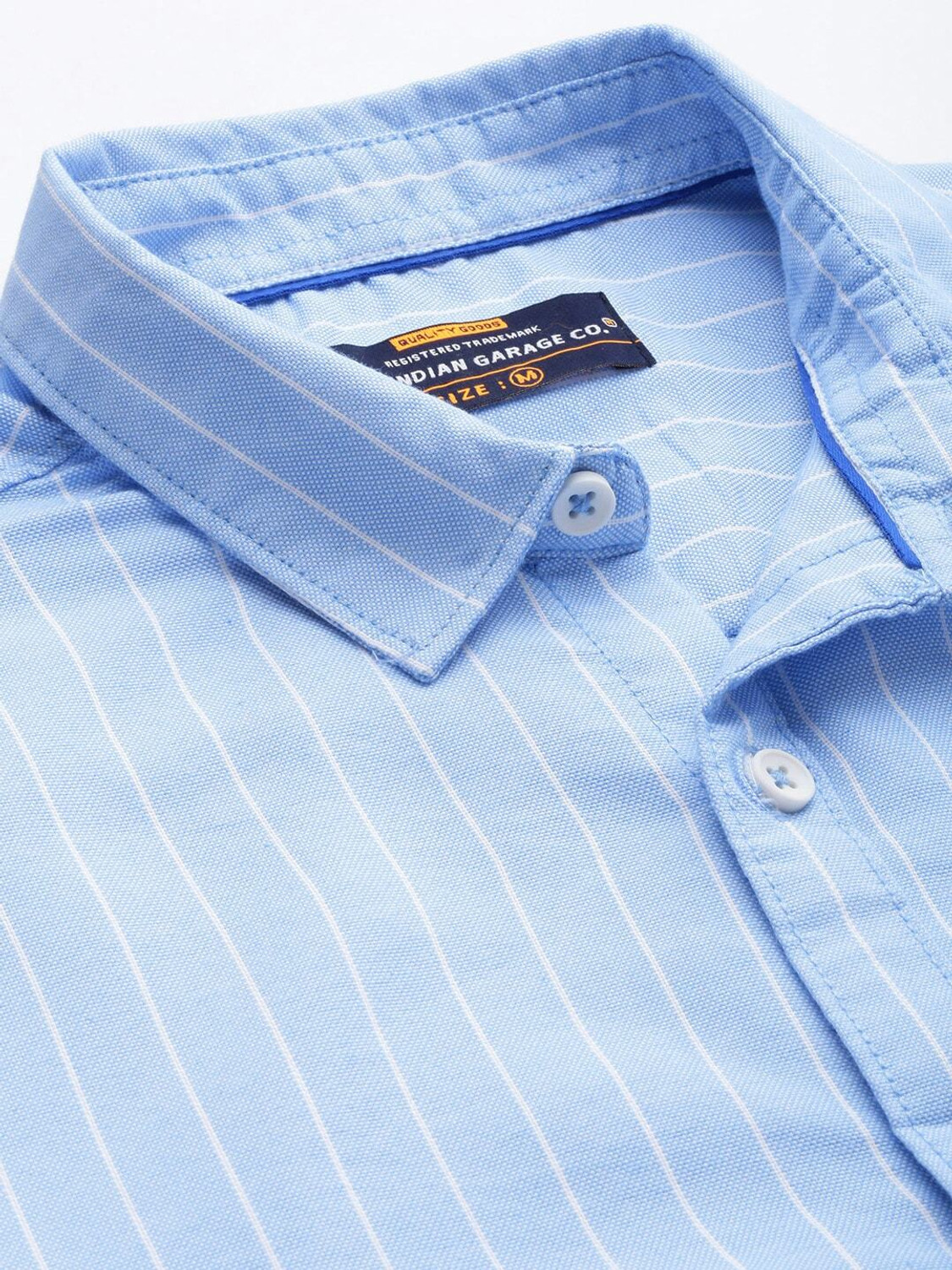 Image of The Indian Garage Co. Men Striped Casual Blue Shirt