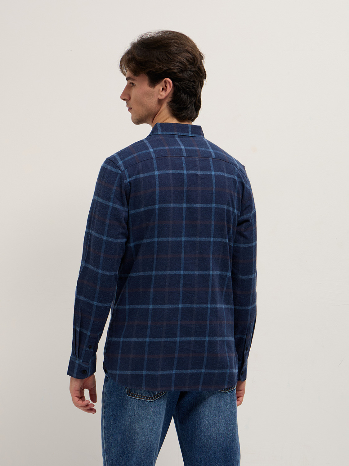 Image of THE BEAR HOUSE Men Checkered Casual Blue Shirt