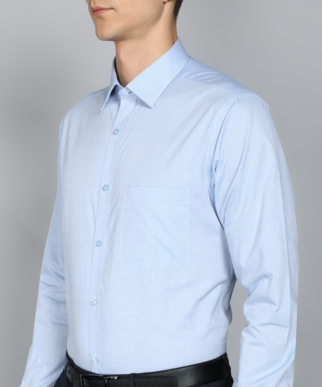 Image of Raymond Men Self Design Formal Light Blue Shirt