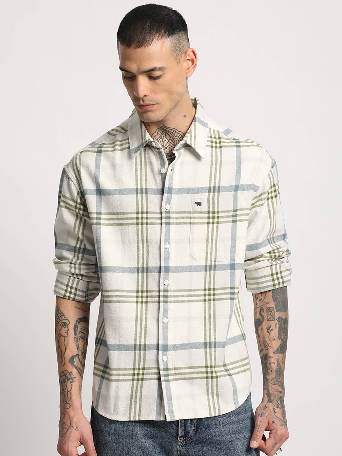 THE BEAR HOUSE Men Oversized Checkered Casual Shirt - Image 2