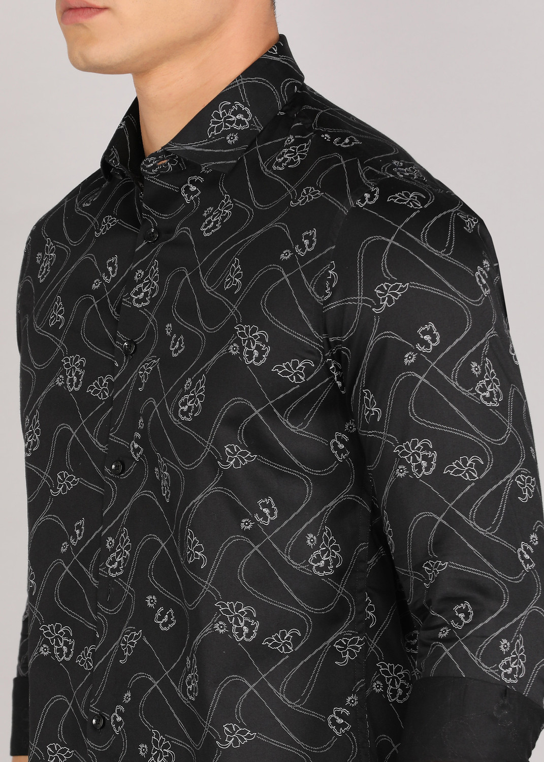 Image of KILLER Men Printed Casual Black Shirt